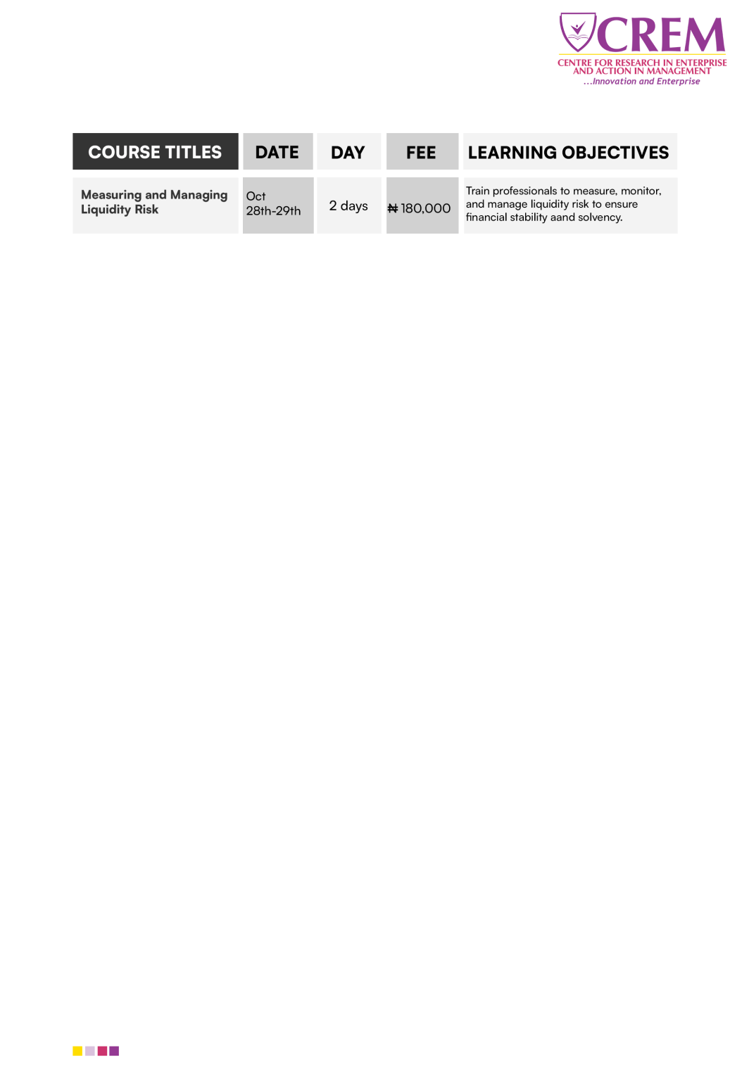 RISK MANAGEMENT PROGRAMMES 2